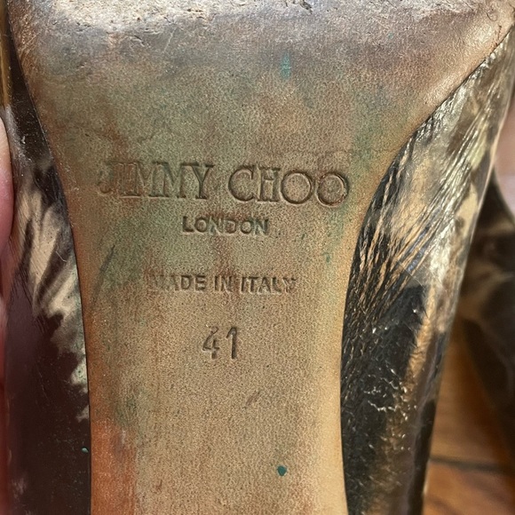 Jimmy Choo Tie Dye Patent Smoke Marble Green Heels, size 41 - Picture 11 of 12